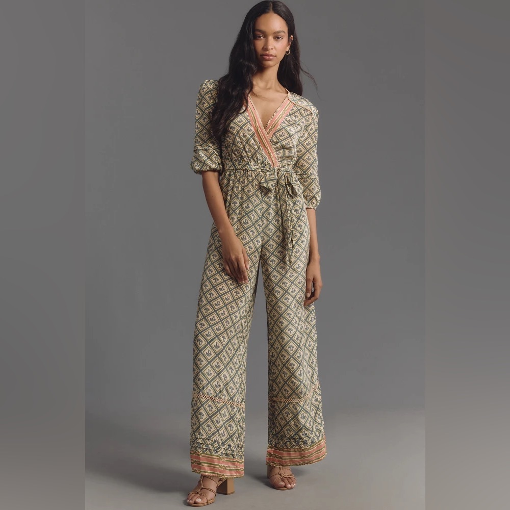 Farm Rio x Anthropologie V-Neck Jumpsuit NWTs